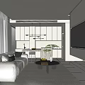 Modern Apartment Living Room With Open Kitchen Sofa Coffee Table And Natural Light