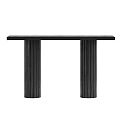 Minimalist Black Dining Table With Textured Column Legs And Sleek Surface 3d model