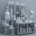 Wooden Display Shelves Showcasing Clothing Bags Shoes And Decorations