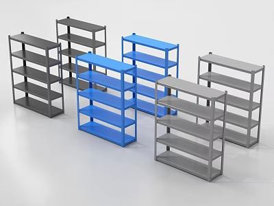 Metal Shelf Units With Blue And Gray Multi Tiered Design For Storage 3d model