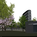 Modern Office Building Complex With Solar Panels On Roof Surrounded By Lush Trees And Greenery
