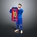 Man In Blue Sports Outfit Holding Messi 10 Barcelona Football Jersey