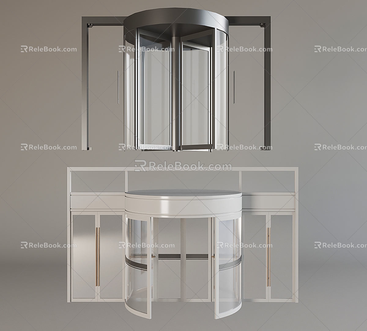 Modern automatic revolving door hotel mall revolving door electric induction glass revolving door 3d model