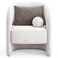 Modern Light Beige Single Sofa With Accent Pillow And Round Cushion Design 3d model