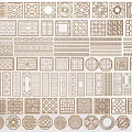 New Chinese Style Hollow Window Hollow Window Lattice Carved Window Pane Lattice Window 3d model