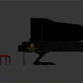 Black Grand Piano With Red Stool For Home Living Room Furniture