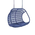 Blue Rattan Hanging Chair With Modern Woven Design And Comfortable Soft Seat