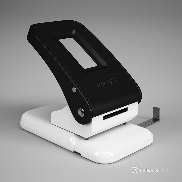 Modern Office Hole Puncher With Black And White Design For Efficient Document Binding 3d model 