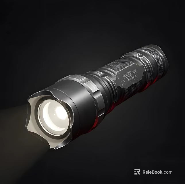 Black Metal Flashlight With Illuminated Head And Durable Design For Daily Use 3d model