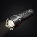 Black Metal Flashlight With Illuminated Head And Durable Design For Daily Use 3d model