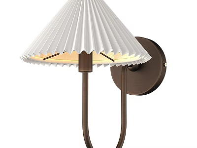 Modern Wall Sconce With White Pleated Shade And Metal Bracket Mounted On Wall 3d model