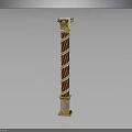 Ornamental Decorative Column With Twisted Design Gold Accents Detailed Base And Capital