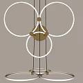 Modern Minimalist Chandelier With Illuminated Circular Rings And Metallic Frame