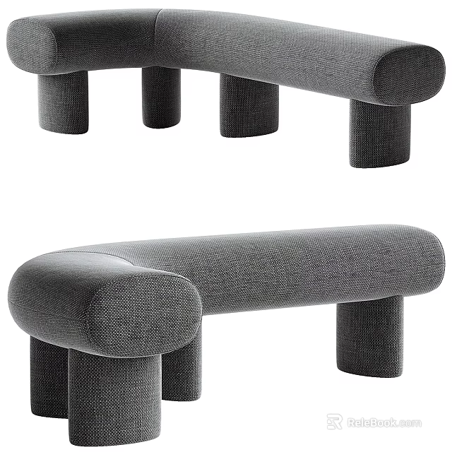 Modern Gray Upholstered Public Chair With Rounded Armrests And Cylindrical Legs 3d model 