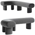 Modern Gray Upholstered Public Chair With Rounded Armrests And Cylindrical Legs