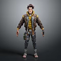 Adventurous Male Character 3D Model With Brown Hair Yellow Hoodie And Brown Jacket