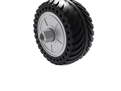 Black Rubber Tire With Silver Hub And Tread Pattern For Vehicle Wheels 3d model