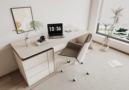 modern office desk and chair 3d model