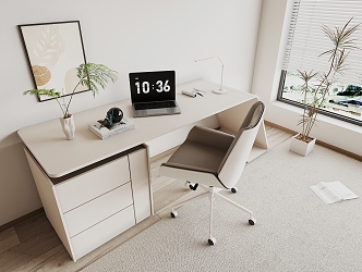 modern office desk and chair 3d model