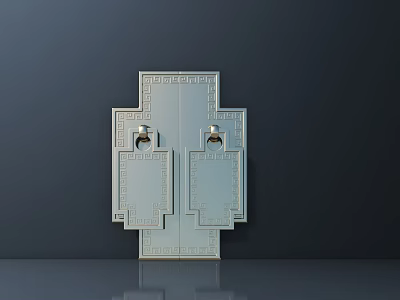 Ornate Metal Door Handles With Symmetric Geometric Patterns And Classic Design 3d model