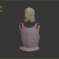 Medieval Silver Armor With Helmet Breastplate Golden Trim Brown Straps And Decorative Patterns