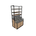Modern Display Shelves With Metal Frame Multiple Tiers Wooden Cabinets And Glass Top