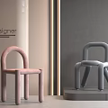 Soft Designer Kids Chair With Pink And Grey Modern Rounded Design For Children