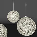 Modern White Spherical Pendant Lights With Woven Mesh Design For Interior 3d model