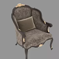 Classic Accent Chair With Dark Wooden Frame Gold Accents Light Gray Upholstery And Matching Cushion