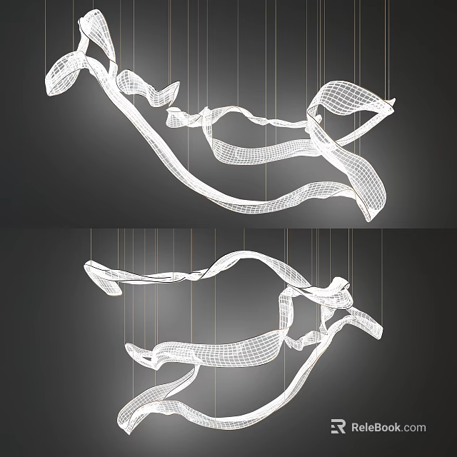 Modern Unique Shaped Pendant Light With Flowing Lines And Suspended Design 3d model 