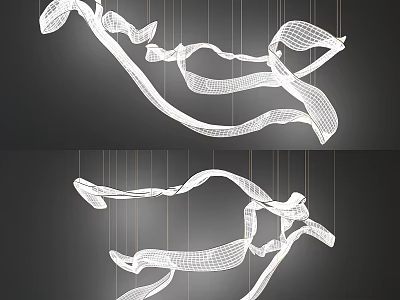 Modern Unique Shaped Pendant Light With Flowing Lines And Suspended Design 3d model