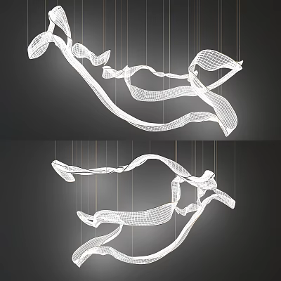 Modern Unique Shaped Pendant Light With Flowing Lines And Suspended Design 3d model
