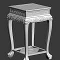 Chinese Style Mahogany Flower Stand with Square Top and Intricate Carved Legs
