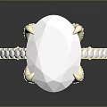 Elegant White Stone Ring With Small Decorative Stones And Metal Band