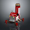 Red Mobile Electronic Pizza Appliance Design With Pizzakit Logo And Mechanical Legs