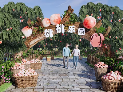 Peach Picking Garden Peach Park Entrance Peach Picking Garden Peach Planting Forest Parent-child Fruit Farm 3d model