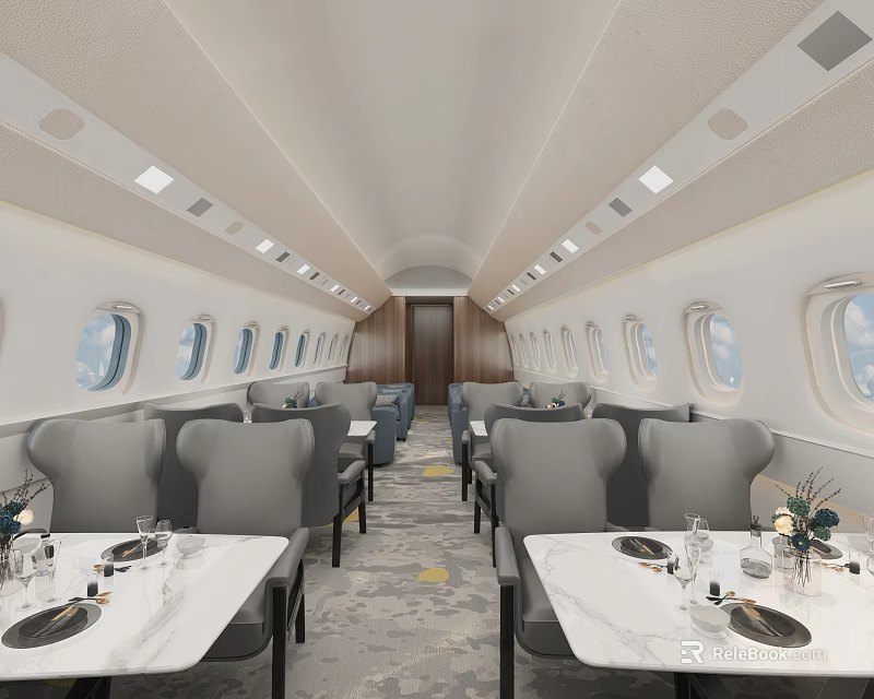 Airport Luxury Interior With Seating And Dining Areas 3d model 