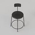Black Leisure Chair With Metal Frame Round Seat And Flat Backrest Design