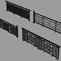 Black Metal Railings With Intricate Decorative Patterns And Stylish Designs 3d model