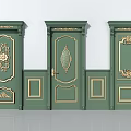 Elegant Ornate Green Hinged Doors With Gold Carvings And Decorative Panels