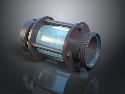Modern Industrial Lighting Combination With Metal Frame Transparent Cylinder And Blue Accent Design 3d model