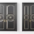 Various Styles of Classic Swing Doors with Black Brown Colors and Gold Accents