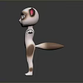 Cartoon Cat Game Movie Character With Blue Eyes Pink Ears And Stretching Arms