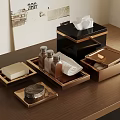 Daily Bathroom Essentials With Soap Trays Tissue Box And Perfume Bottles