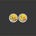 Cute Decorative Ornament Set with Yellow Emoji Winking Face Kissing Expression and Red Heart Accents