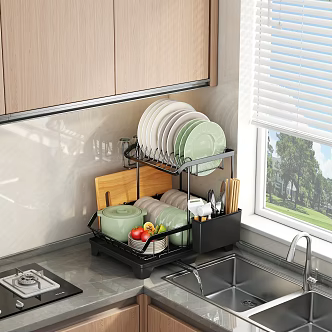 Dish Rack Kitchen Storage Rack 3d model