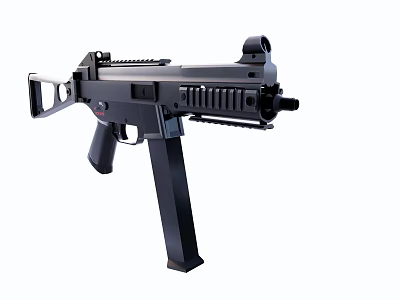 Black Tactical Submachine Gun With Ergonomic Grip Fixed Stock And Rail System 3d model