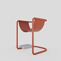 Red Modern Single Chair With Curved Design And Metal Frame Structure 3d model