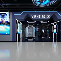 VR Experience Zone Interior With Interactive Displays Blue Lighting And Immersive Equipment 3d model