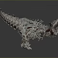 Mechanical Dinosaur Model With Metallic Skeletal Structure Open Mouth And Sharp Teeth
